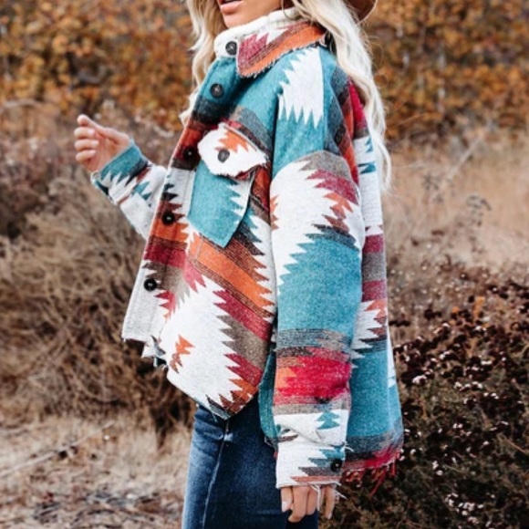 Last S then sold out! 5 Star Rated New Boho Aztec Southwest High Low Jacket - Picture 5 of 11